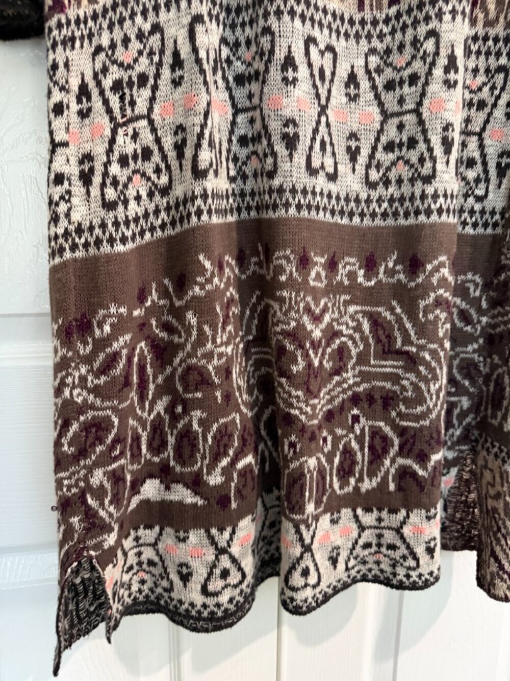 FREE PEOPLE Mixed Media Longline Cardigan Sweater Duster Hooded Size Medium - Picture 8 of 13